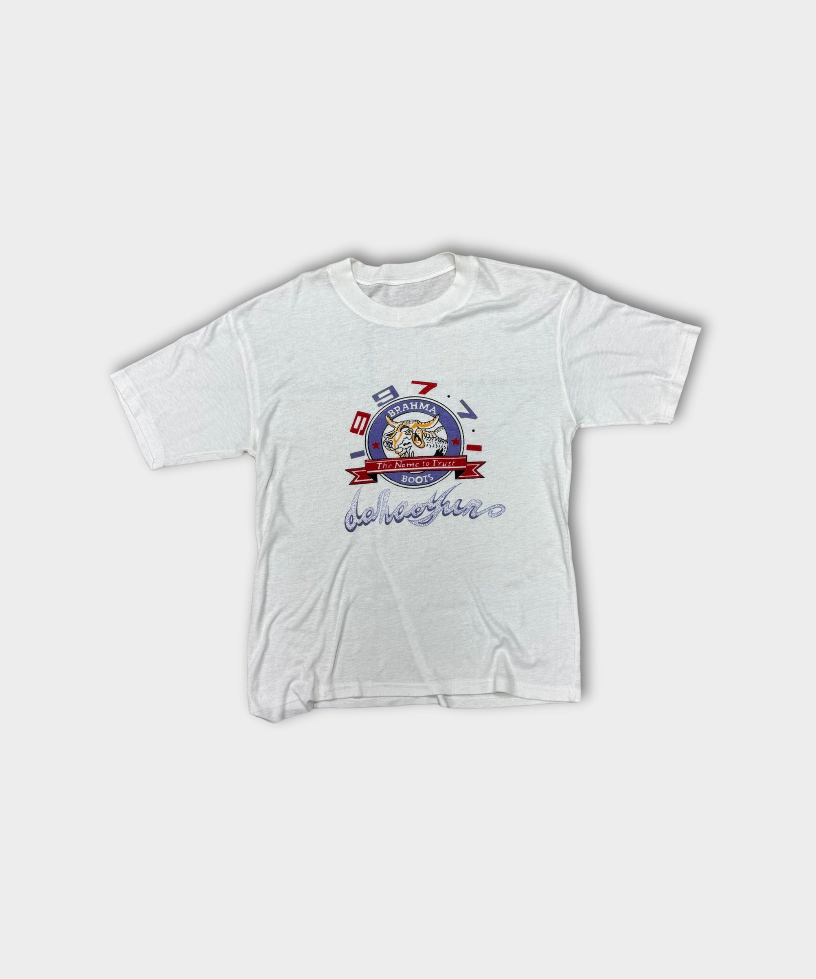 1977 SINGLE STITCH BRAHMA BOOTS TEE - WHITE