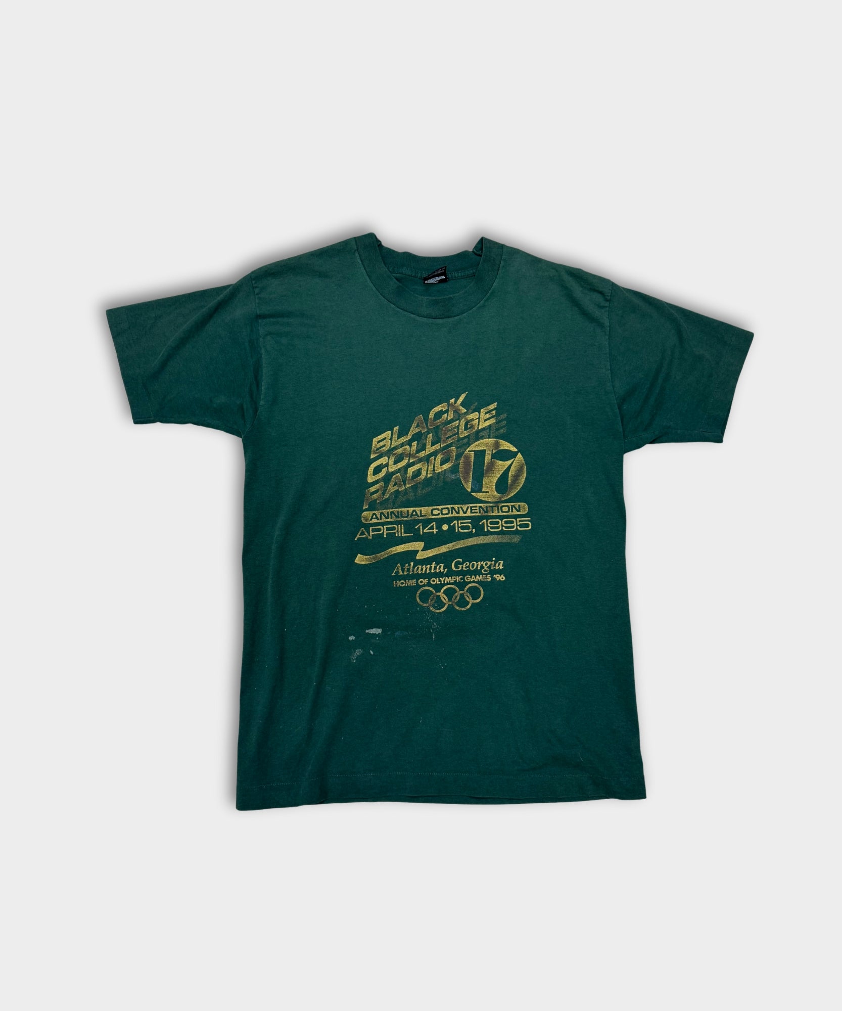 1995 SINGLE STITCH BLACK COLLEGE RADIO TEE - GREEN