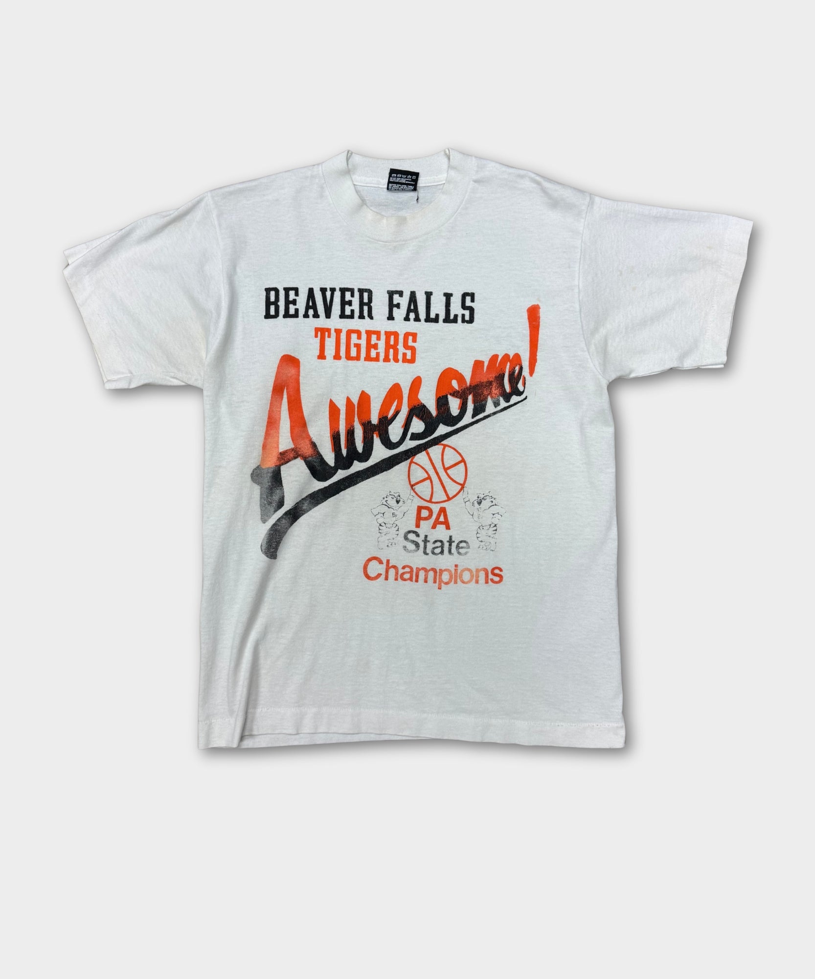 Vintage Single Stitch Stitch Beaver Falls State Champions Tee - White