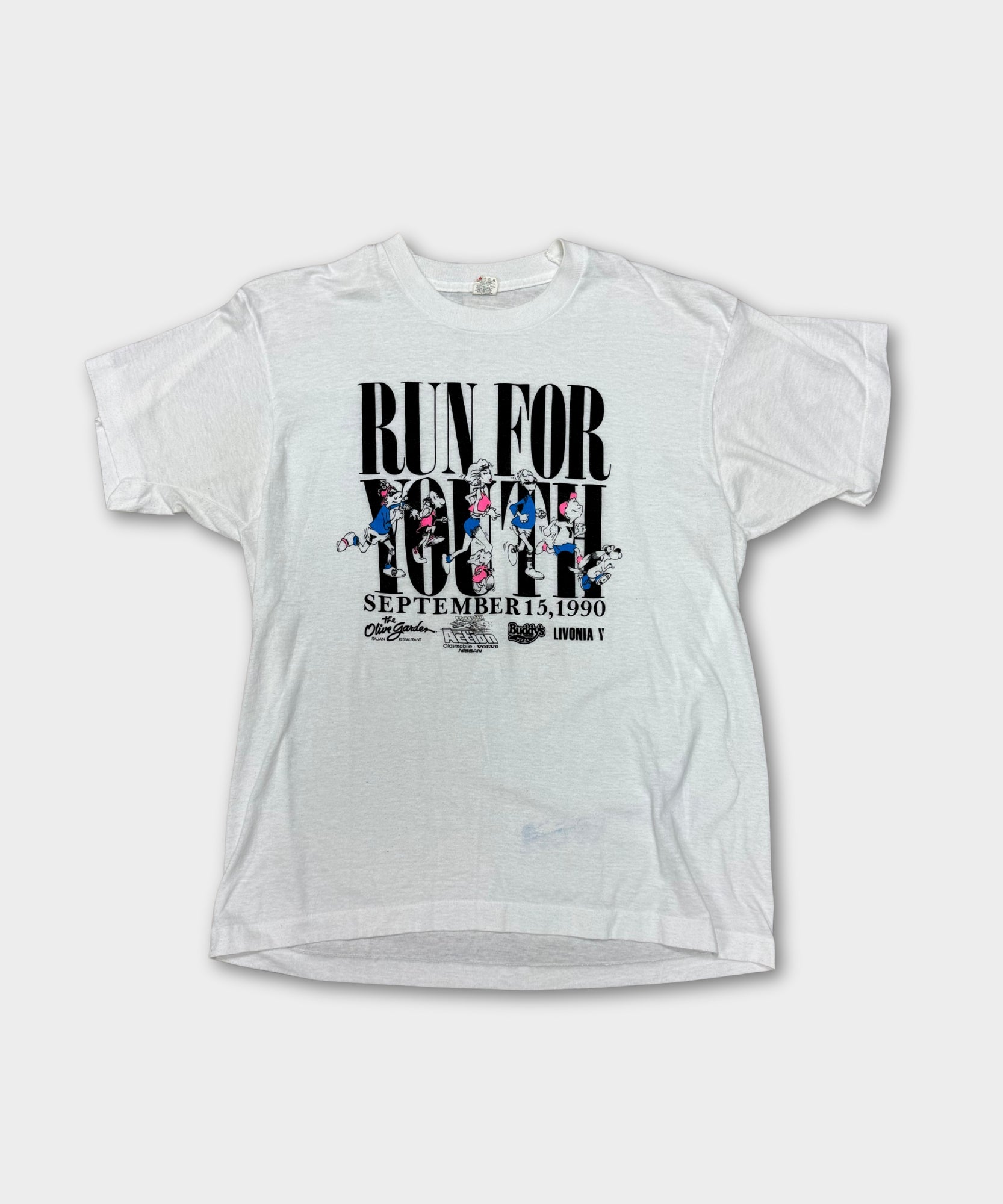 1990 SINGLE STITCH RUN FOR THE YOUTH TEE - WHITE